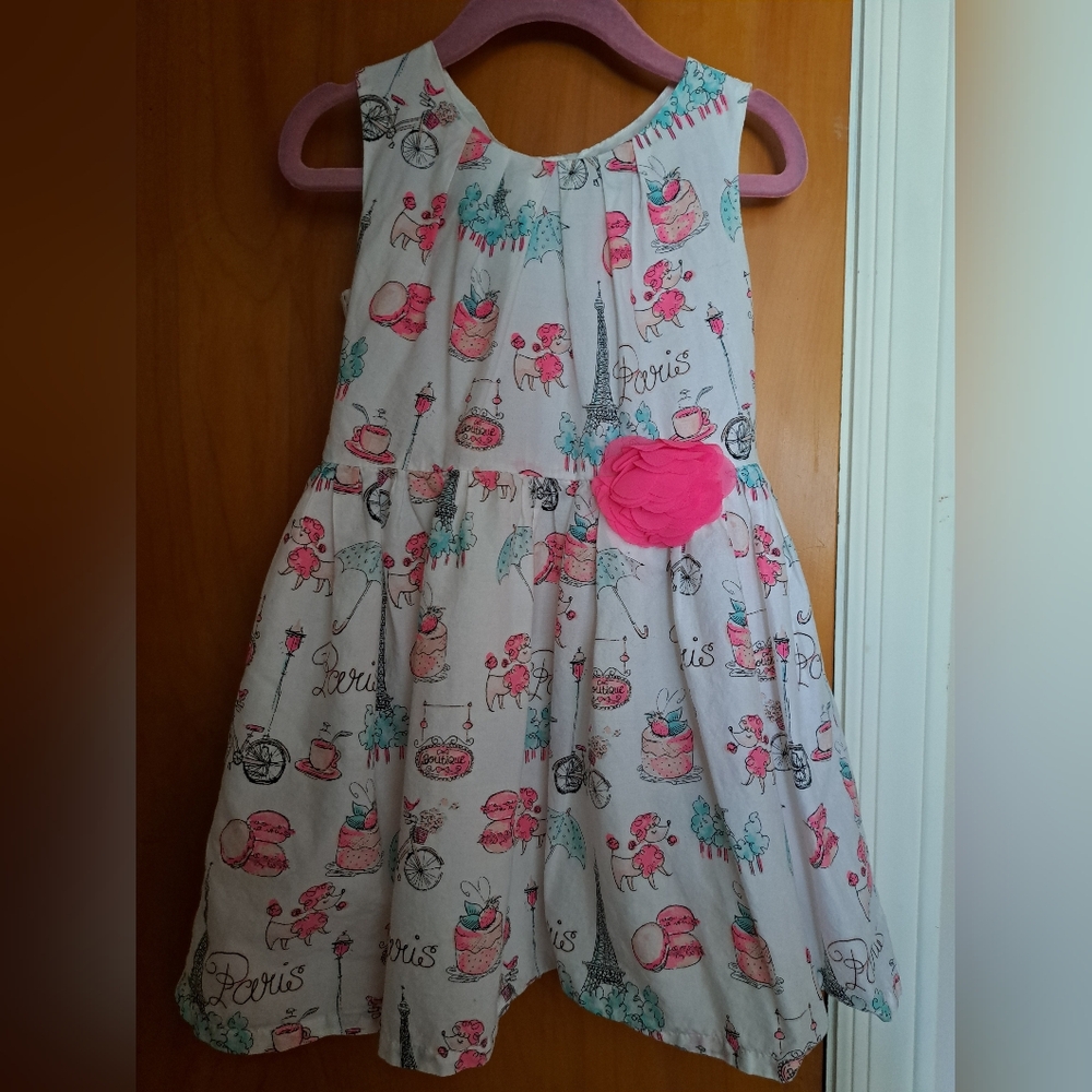 Charming Paris Print Dress with Pink Accents - Picture 1 of 3
